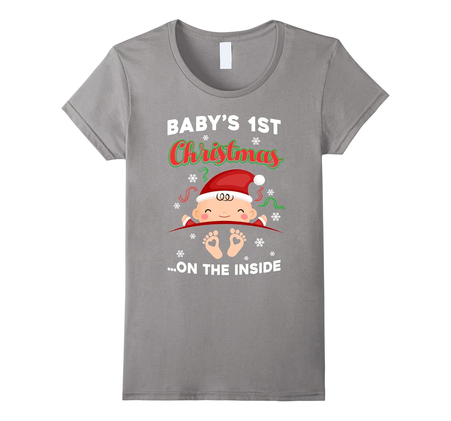 Womens Baby's 1St Christmas On The Inside Pregnant T-Shirt-ANZ