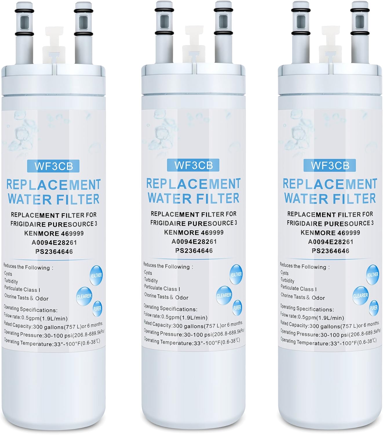 9 Inch WFЗCB Water Filter Replacement for Pure source Water Filter - 3Pack