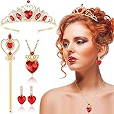 Liliful 4 Pcs Valentine Heart of The Woman Queen Costume Accessories Heart Party Accessories Crown Headband Scepter Wand