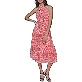 Karl Lagerfeld Womens Multi Color Sleevelss Mock Neck Midi Dress