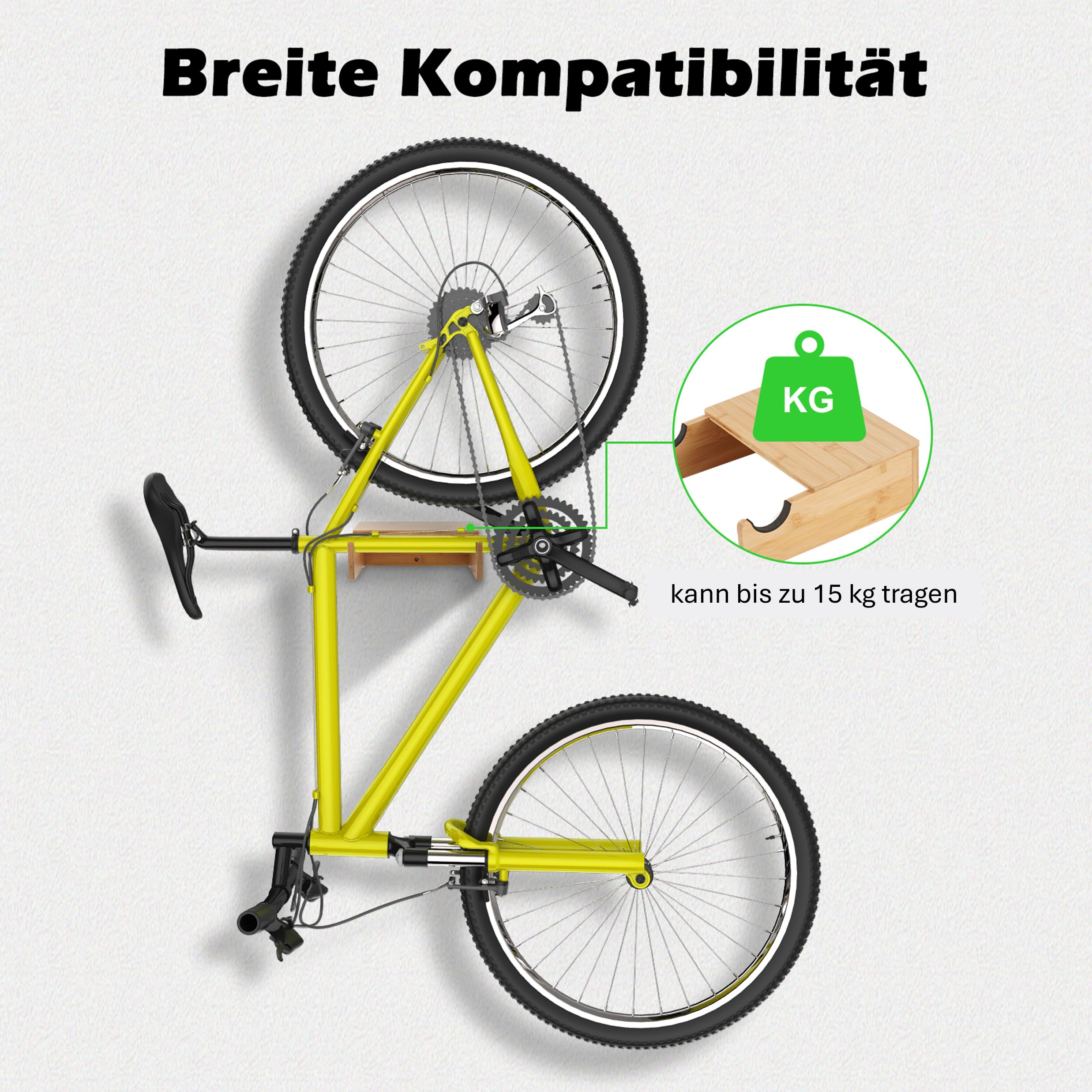 Wandhalterung Fahrrad Holz - Fahrrad Wandhalterung aus Bambus - Rennrad Wandhalter - Fahrradhalterung Wand - Bike Wall Mount - Fahrrad Aufhänger - Fahrradwandhalterungen 5
