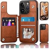 DJDUCK Designed for iPhone 16 Pro Case Wallet with Card Holder, [Magnetic Clasp Cover] [RFID Blocking Leather Protection] Shockproof Women Men Cases 6.3 Inch for Apple 16 Pro Light Brown