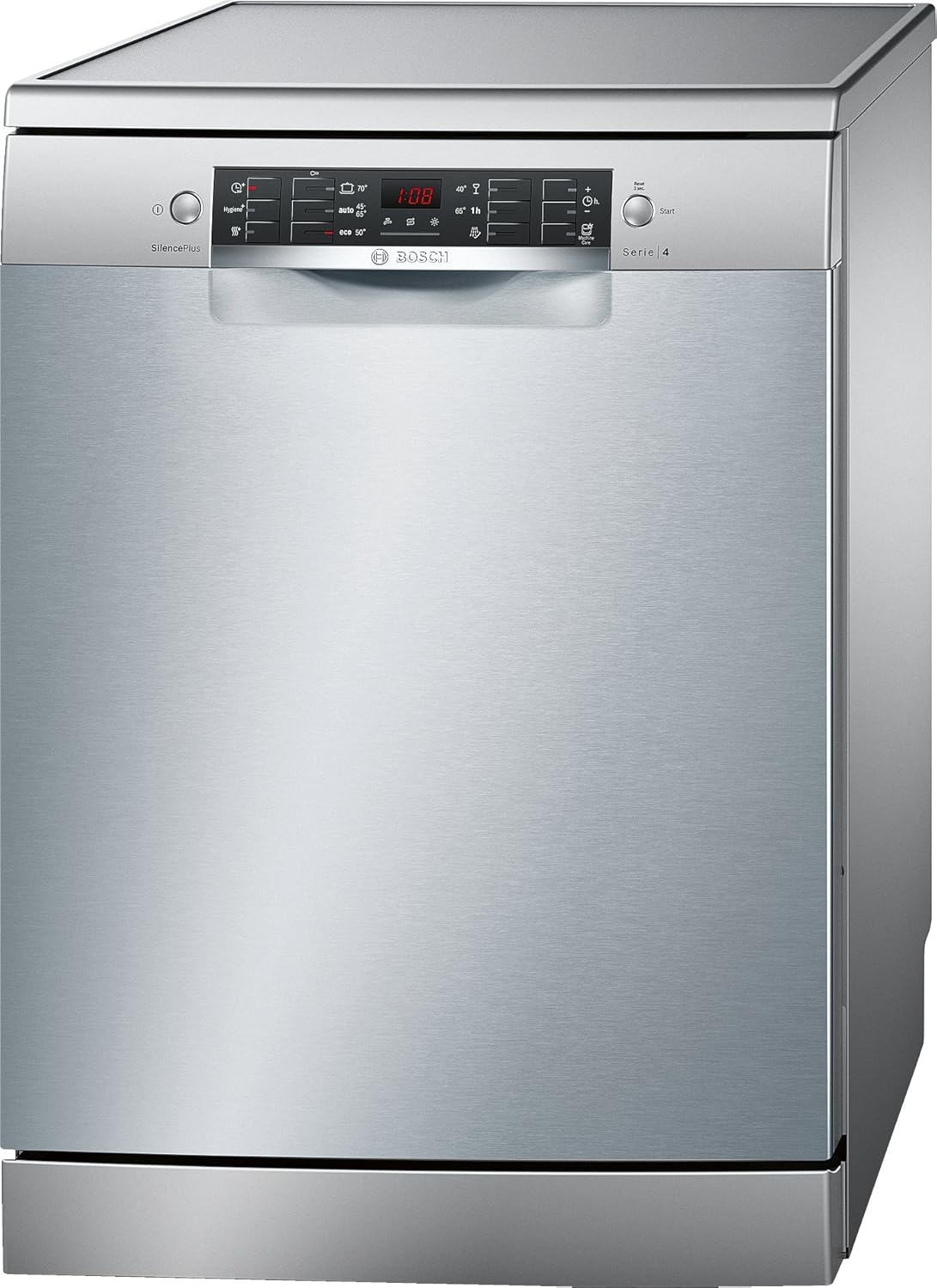 Bosch SMS46GI01E Serie 4 Freistehender Geschirrspüler / A++ / 60 cm / Edelstahl / 258 kWh/Jahr / 12 MGD / SilencePlus / Extra Trocknen / VarioBesteckkorb