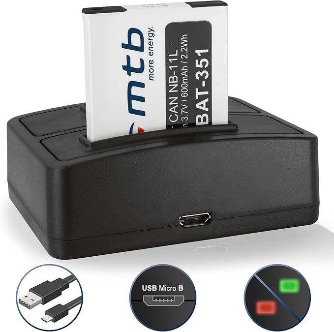 Battery + Dual Charger NB11L for Canon Ixus 175, 180 Amazon.co.uk