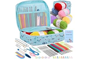 Cdrompy 65Pcs Crochet Kit for Beginners,Crochet Kit for Beginners Adults,Crochet Beginners Kit with 8 Colors Crochet Yarn and Crocheting Accessories Set,Crochet Starter Kit for Beginners