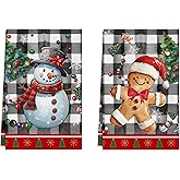 XCHI Snowman Gingerbread Man Christmas Tree Kitchen Towels Dish Towels 18x26 Inch Xmas Home Kitchen Decorations Hand Towels Set of 2 Drying Dishcloth