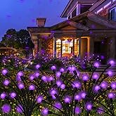 Solar Garden Lights Outdoor, 2 Pack 20 LED Solar Purple Firefly Lights Waterproof, Starburst Wind Swaying Light for Outside Yard Patio Planter Flower Bed Walkway Halloween Christmas Decoration