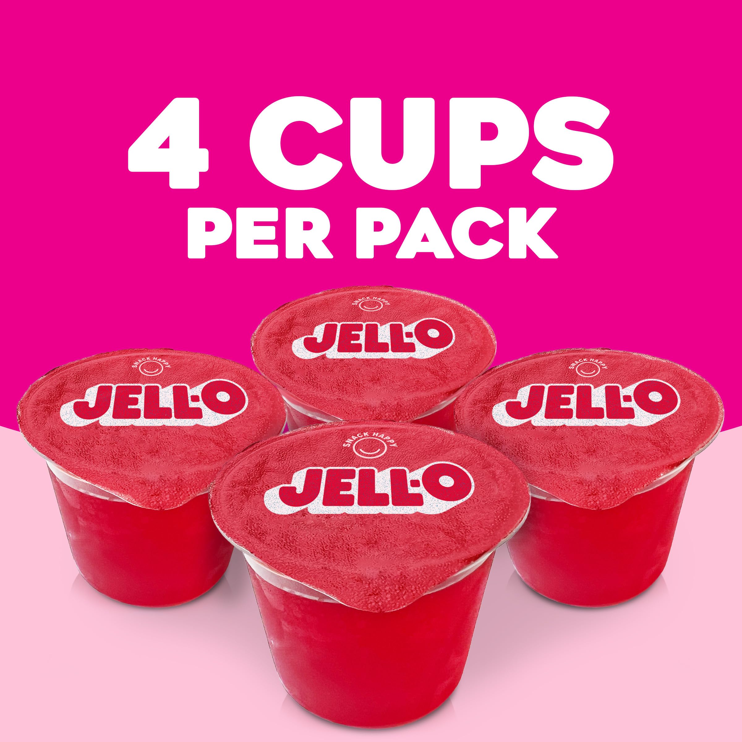 Jell-O Original Strawberry Artificially Flavored Ready-to-Eat Gelatin Snack Cups, 4 ct Cups