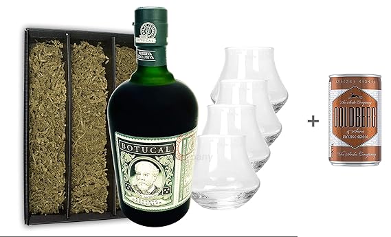 Botucal Reserva Exclusiva Rum mit 4 Botucal Tumbler Gläser mit Geschenkverpackung 0,70l (40% Vol) Ron de Venezuela Glas Longd