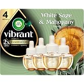 Air Wick Vibrant Plug in Scented Oil Refills, 4 Count, White Sage &amp; Mahogany, Air Fresheners, Essential Oils