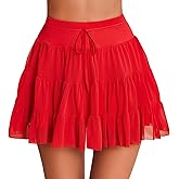 Avidlove Mini Skirt Women's Mesh Ruffle Y2K Skirts Multi-Layer Flowy Lingerie Skirt