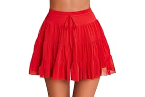 Avidlove Mini Skirt Women's Mesh Ruffle Y2K Skirts Multi-Layer Flowy Lingerie Skirt