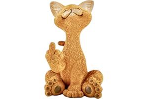 JFSM INC. Whimsical Catitude Funny Cat Raising Middle Finger Figurine - Happy Cat Collection - Gifts for Cat Lovers, Cat Lover Gifts for Women, Cat Lover Gifts for Men, Home Decor for Cat Lovers