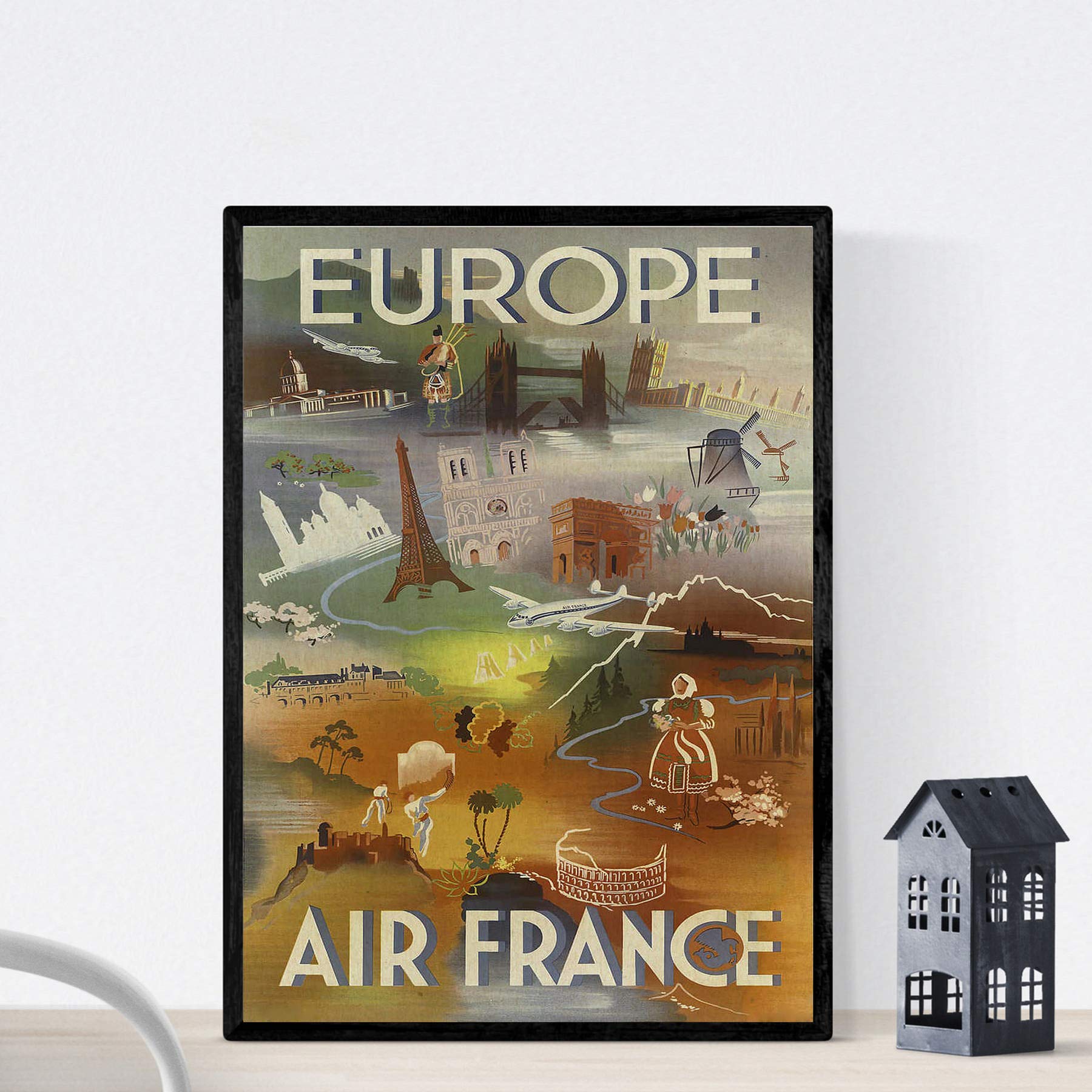 Nacnic Vintage Poster Vintage Poster Europe. Air France. A4 size