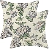 QANOK Spring Pillow Covers 18x18 Set of 2, Spring Summer Vintage Hydrangea Throw Pillows Farmhouse Floral Decorative Cushion Case Decorations for Home Couch Sofa Outdoor