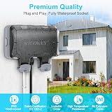 RICOKEY Weatherproof Outdoor Socket 2-Gang 3M Extension Lead IP66 view 2