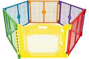 Toddleroo by North States - Superyard Colorplay Ultimate Play Yard: Freestanding 6 Panel Baby Playpen - Indoor/Outdoor Use - Made in USA - Encloses Up to 18.5 Square Feet - 26 Inches Tall - Colorplay