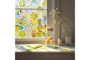 ADD.HERES 3D Stained Glass Window Film, Decorative Window Privacy Film for Bathroom,Front Door,Home, Sun Blocking Heat Control,Static Cling, Eternal Prism 23.6inch x 35.4inch