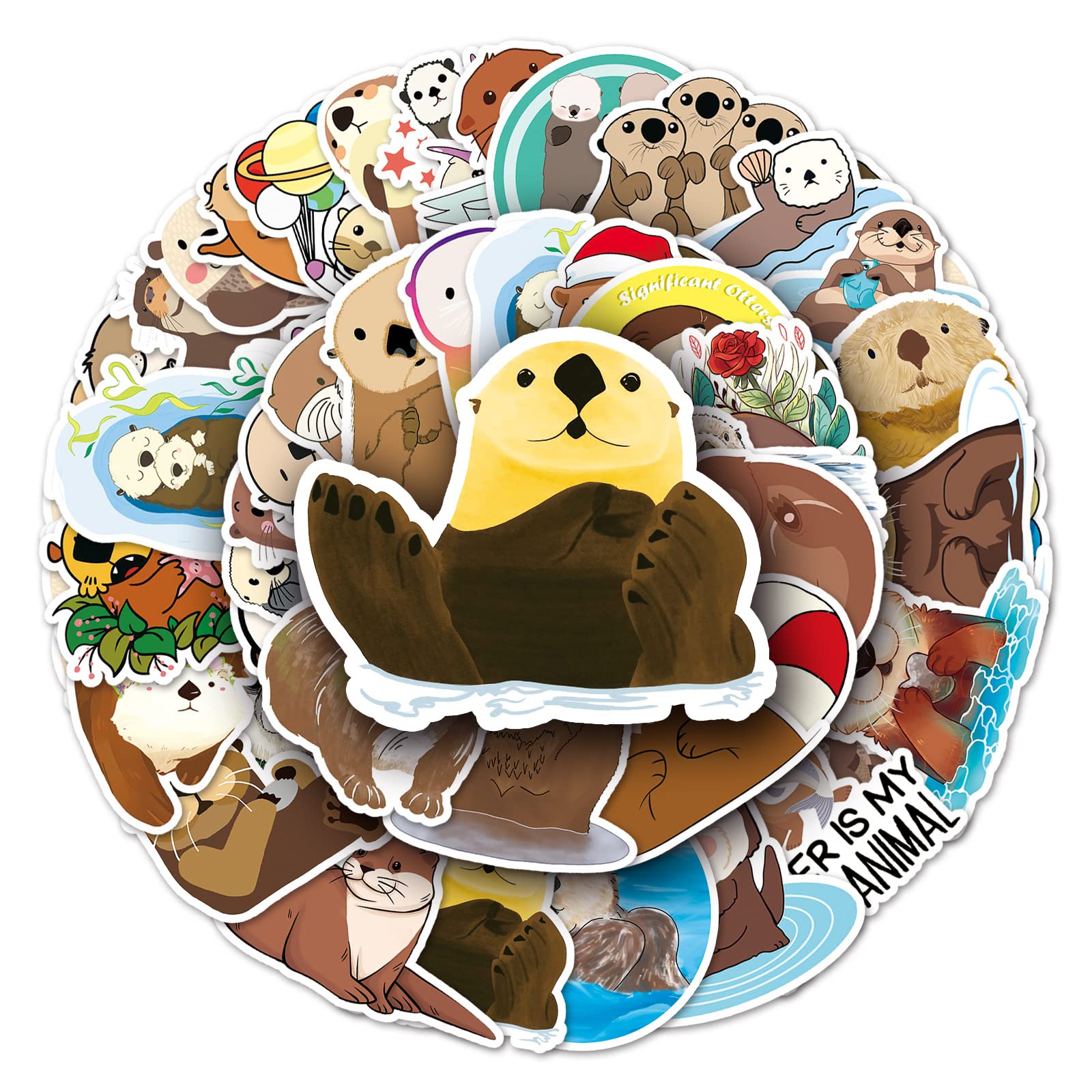 Affoto Eurasian River Otter Stickers (50 PCS), Waterproof Vinyl PVC, Perfect for Laptop, Water Bottle, Skateboard, etc.