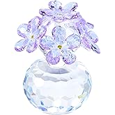 Qianwei Purple Crystal Flowers Figurine - Forget Me Not Gifts Sympathy Glass Flowers Collectible Figurines Decor Paperweight Ornament Home Office Table Desk Decorations