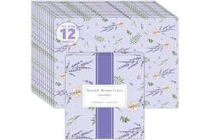 SCENTORINI 12 Sheets Drawer Liners for Dresser Lavender Scented Drawer Liners Drawer Paper Liner 14.3x19.5 Inch Sheets Scented Paper Sheets for Closet Drawers