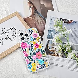 Tcaraersing for iPhone 15 Pro Magnetic Clear Flower