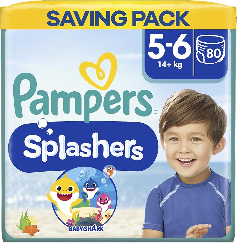 Pampers Splashers Baby Shark Edition Size 5 80 Count Swim Nappy Pants