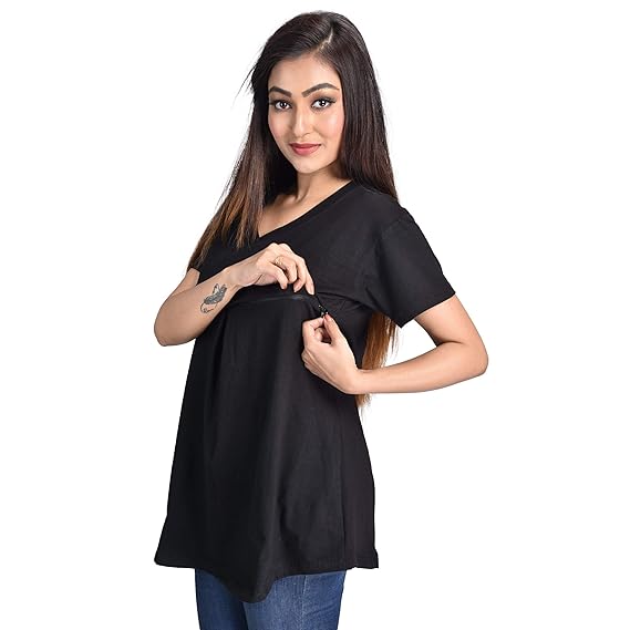 Mommy Cuddle Women's Nursing Tank Tops for Breastfeeding With Discreet Horizontal Zipper