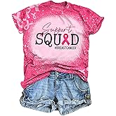 Breast Cancer Shirts Women Pink Ribbon Shirt Breast Cancer Awareness T-Shirt Support Squad Breast Cancer Tee Tops