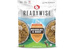 READYWISE - Adventure Meal, Noodles & Beef With Mushroom Sauce, 2 Servings, Pack of 1, Emergency Preparedness, Freeze Dried Food, MRE, Snack Pack or Emergency Food, Backpacking, Camping, Hiking, and,