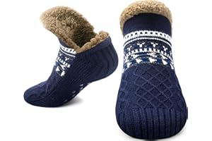 BROOLOO Stocking Stuffers for Adults Men Women: Fuzzy Slipper Socks with Grips Winter Thick Warm Cabin Thermal Socks Comfy Non Slip Cozy Holiday Christmas Gifts for Men Women Husband Wife Dad Mom Him Her Teen