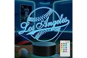 POSSHE Baseball Los Angeles Night Light, LA Baseball Sport Gifts for Boy, 3D Illusion Lamp with Remote Control, 16 Colors Changing, RGB Flashing Mode and Dimmable, Gifts for Boys Christmas Decor