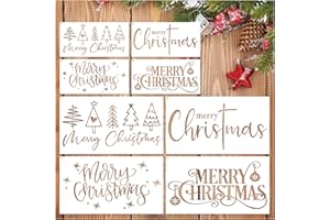 YHSLMH Merry Christmas Stencils for Painting on Wood Signs Reusable Small and Large Merry Christmas Stencil for Door Hanger Doormats Home Canvas Crafts Wall Holiday (Merry8)