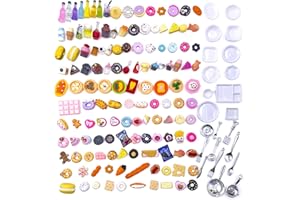 HKLMRO 150Pcs Miniature Food Drink Bottles Adults Dollhouse Soda Pop Cans Pretend Play Kitchen Cooking Game Party Accessories Toys Hamburger Cake Ice Cream Pizza Bread Tableware Doll House Landscape