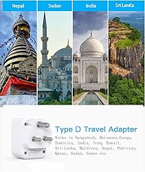 HANYCONY US to India Plug Adapter, Type D Travel