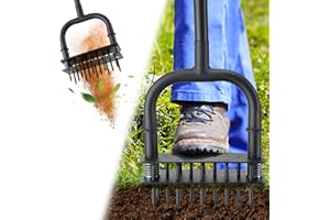ETICSIPA Aerator Lawn Tool: Sharp 14 Iron Spikes, Automatic Dirt Leaf Cleaning, Manual Lawn Aerators with Ergonomic T-Handle for Lawn Yard Garden Patio Soil Loosening Grass Aerating