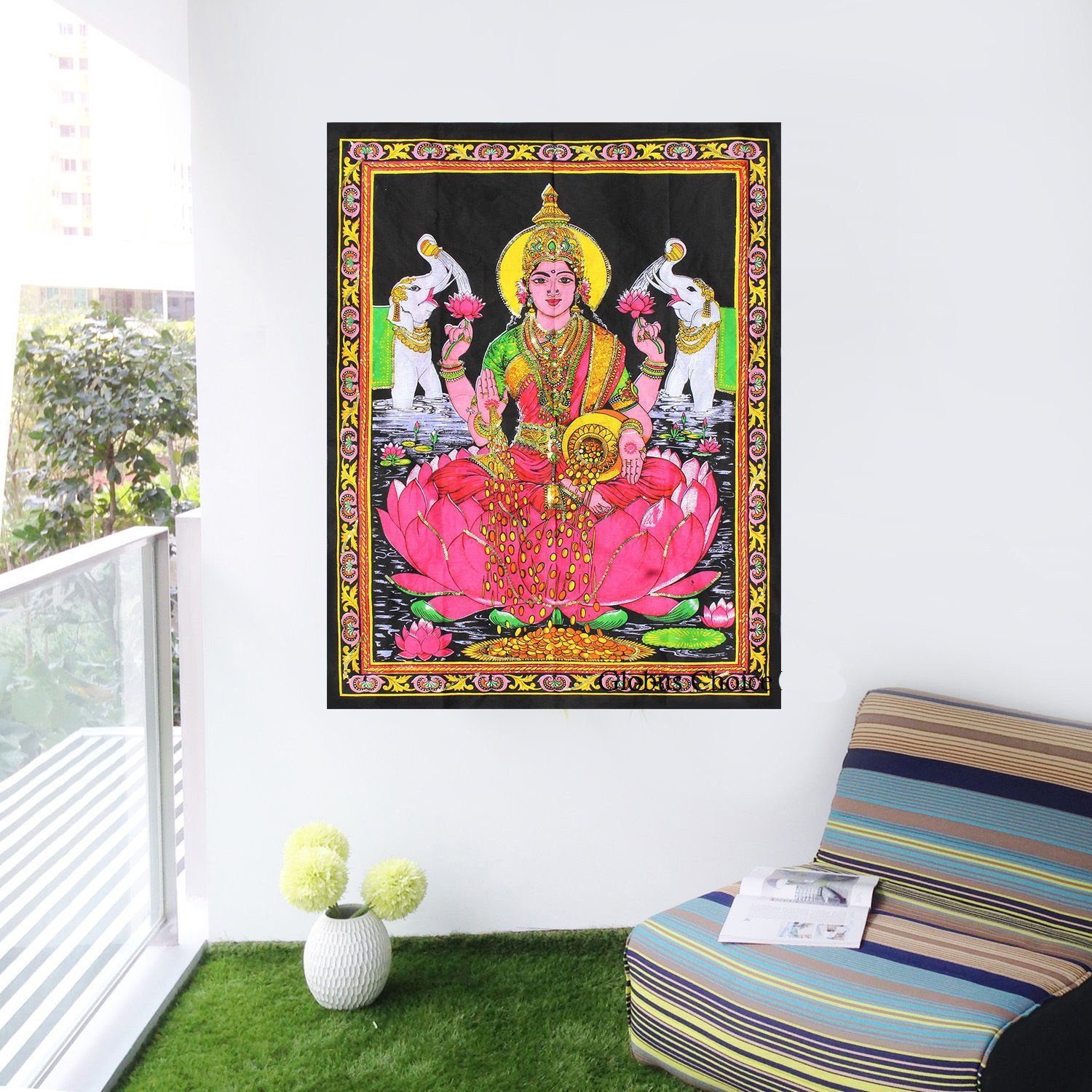 Rastogi Handicrafts Cotton cloth Tapestry 40" X 30" Poster Size Tapestry (LAXMI-G)