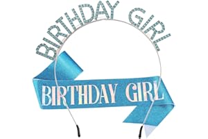 AOPRIE Birthday Girl Crown for Women with Sash Blue Happy Birthday Tiara for Women Headband Princess Crown Rhinestone Accessories