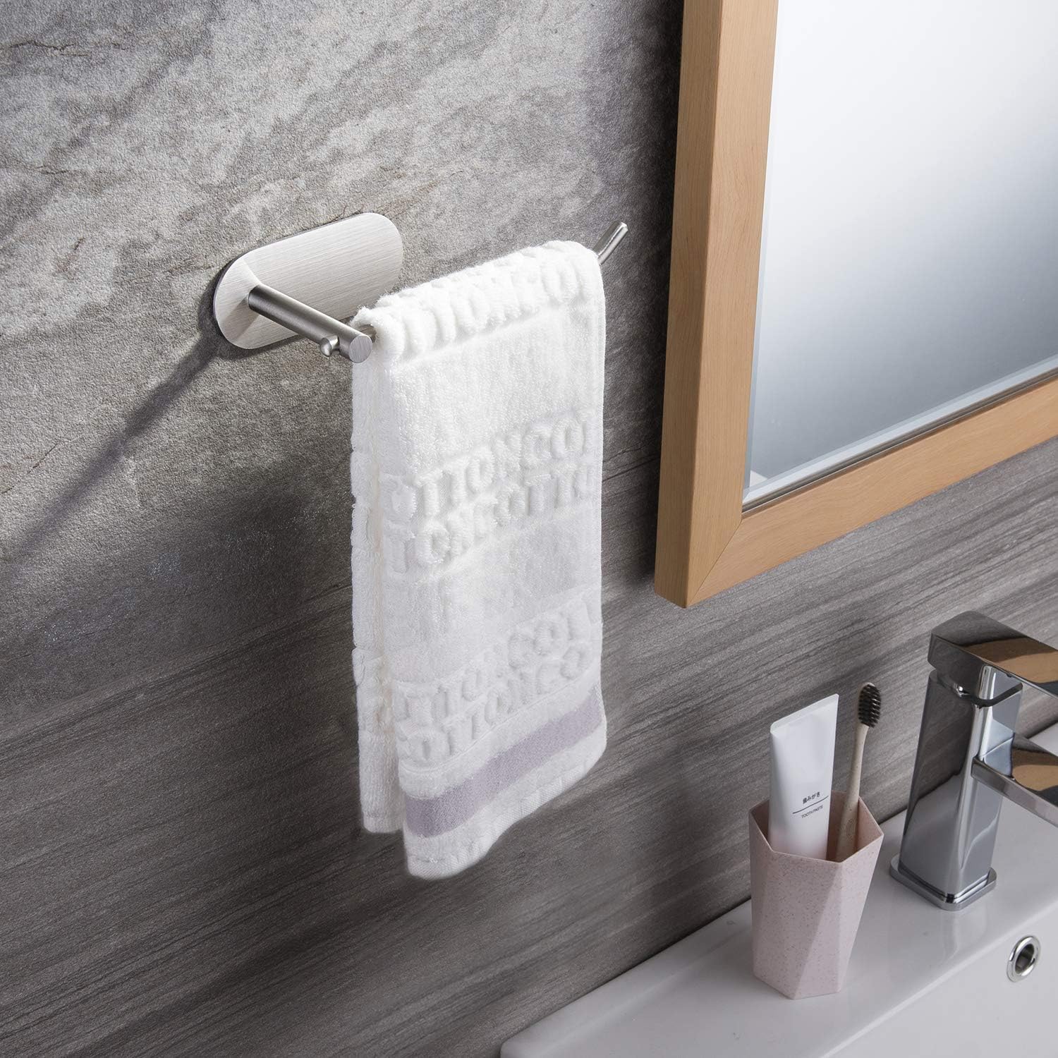 SUNTECH Hand Towel Holder/ Towel Ring - Self Adhesive Towel Bar for Kitchen and Bathroom No Drilling -
