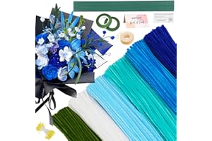 AHAMETON 620 Pcs Blue Pipe Cleaners Bulk,6 Colored Pipe Cleaners Craft,Chenille Stems for DIY Flower Bouquet Kit with Floral Wire,Creative Gift Eternal Flowers Supplies for Party Decorations