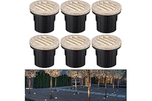 LEONLITE 6W Well Lights Landscape LED In Ground, Grated Top Anti-Glare, 12-24V AC/DC Low Voltage CRI90 3000K Landscape Lights, IP67 Waterproof Aluminum in-Grade Up Lighting, Pebble Grey, Pack of 6