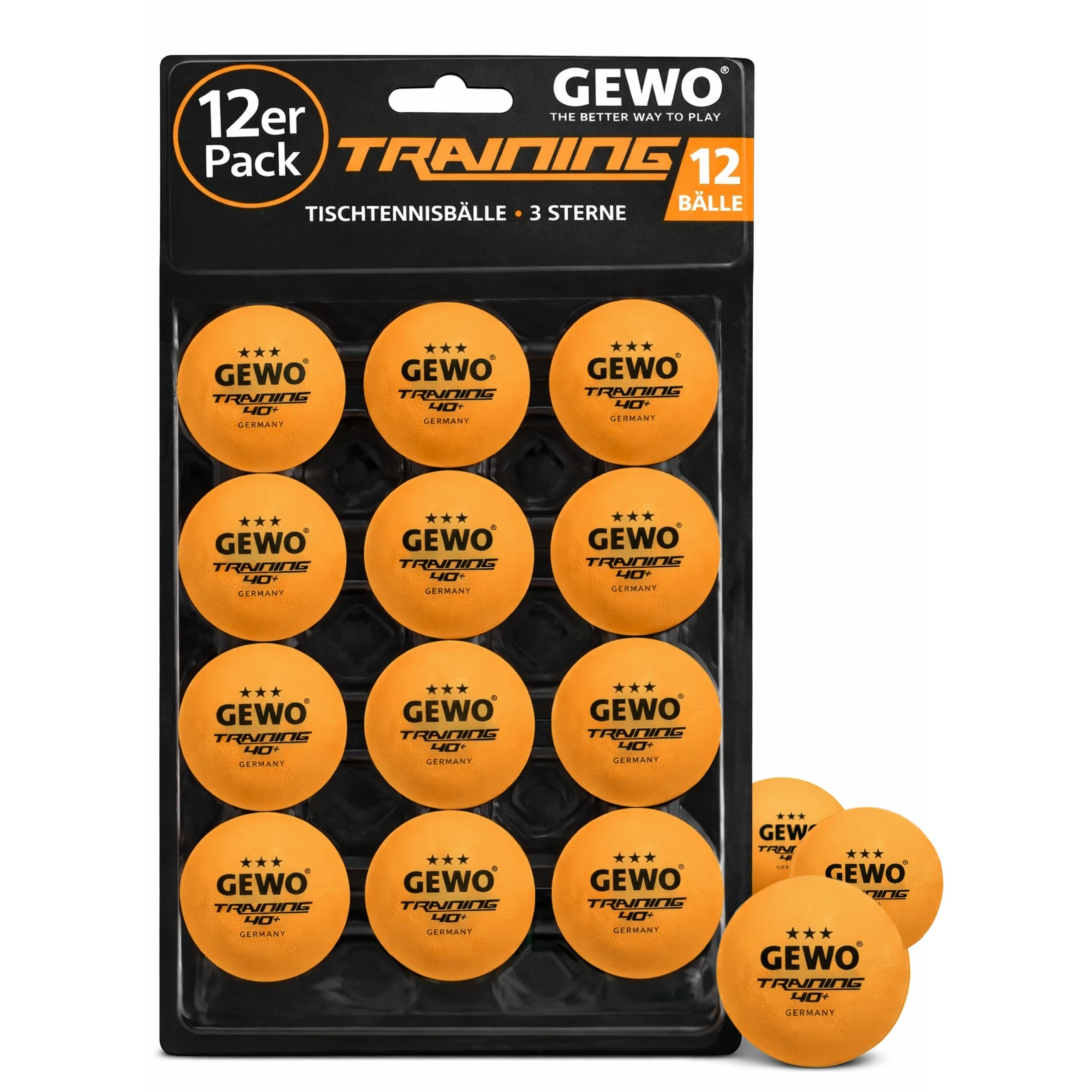 GEWO Training Ball, 40+, Pack of 12, Unisex – Adults, Training Ball 40 + 12, 85931200, Orange, 40 mm