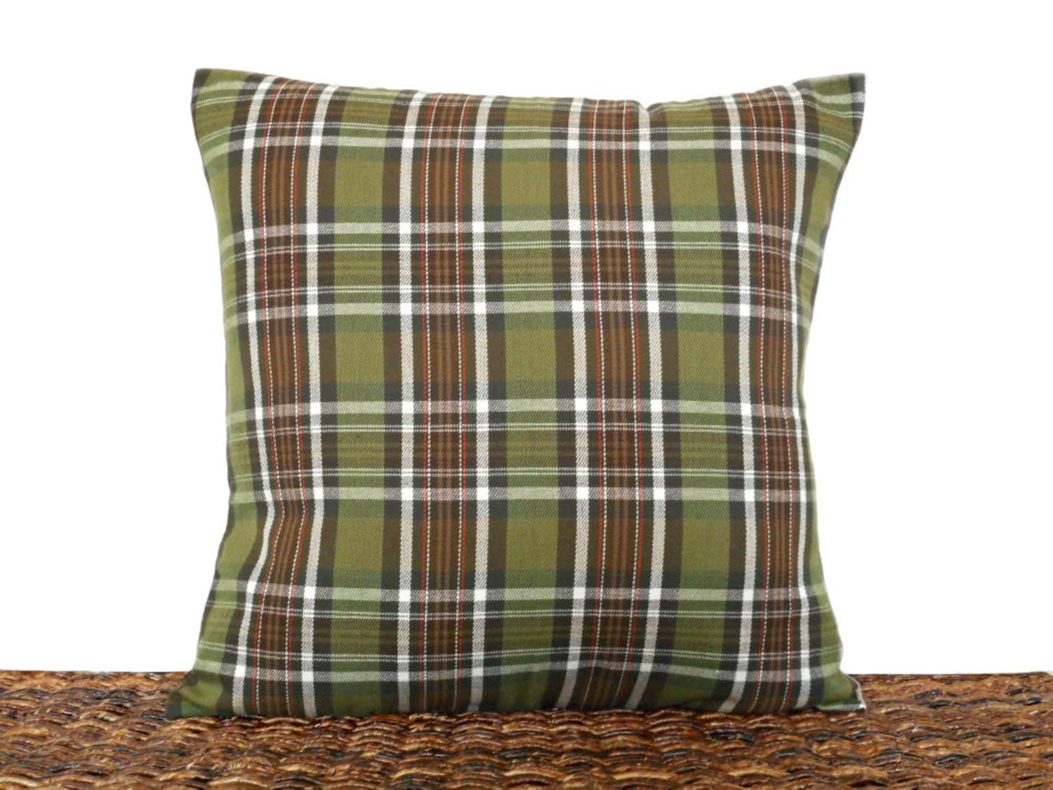 Amazon Com Plaid Fall Throw Pillow Cover Autumn Tartan Olive