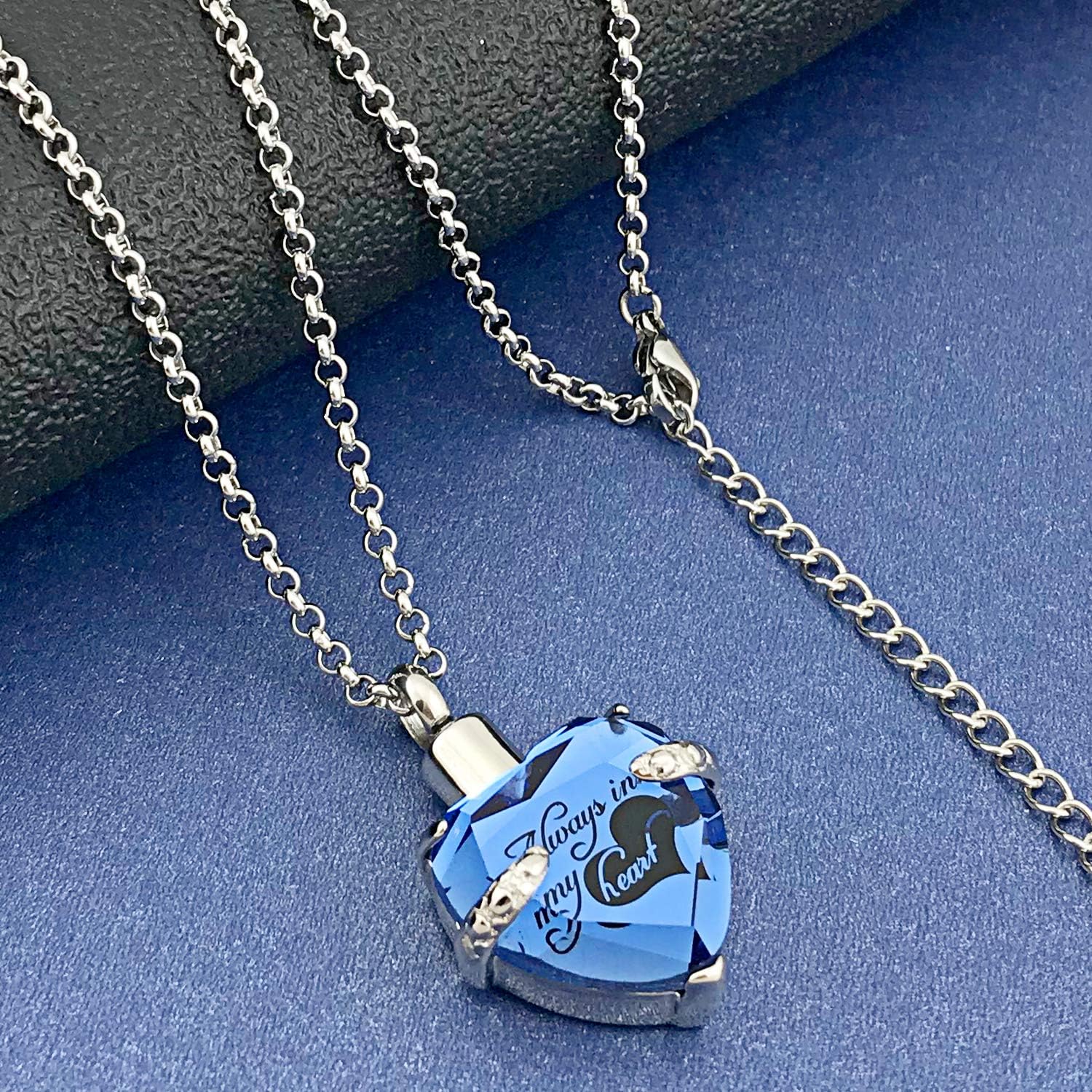 YOUFENG Jewellery Urn Necklace for Ashes Always in My Heart I Love You to The Moon and Back Birthstone Cremation Keepsake Pendant Necklaces - Image 4