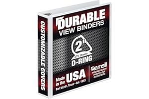 Samsill Durable 2 inch 3 Ring Binder, Made in USA, D Ring Binder, FSC 100% Recycled Chipboard, White
