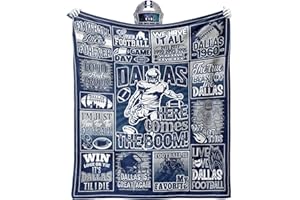 VIGKOIR Blue Football Throw Blanket, City Football Style Gifts for Men Women Youth Fans, Warm Travel Blanket for Sofa Bed 50x40 Inch