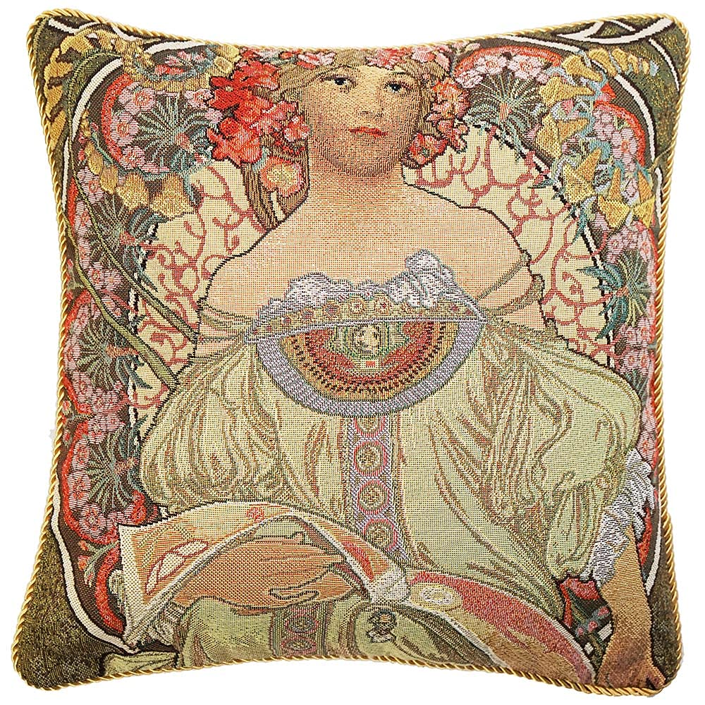 Signare Tapestry Cushion Cover 18 x18 inches 45cm x 45cm Decorative Sofa Cushions (Mucha -Daydream, Cushion Cover ONLY; CCOV-ART-AM-DAYDREAM)