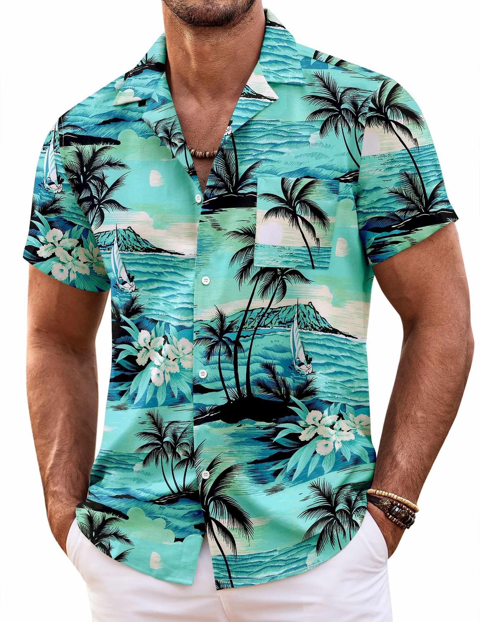 COOFANDY Mens Summer Shirts Beach Linen Shirts