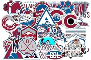 MEDIAWORKS 35 PCS Colorado American Avalanche Hockey Stickers for Water Bottle, Laptop, Bicycle, Computer, Motorcycle, Travel Case, Car Decal Decoration Sticker