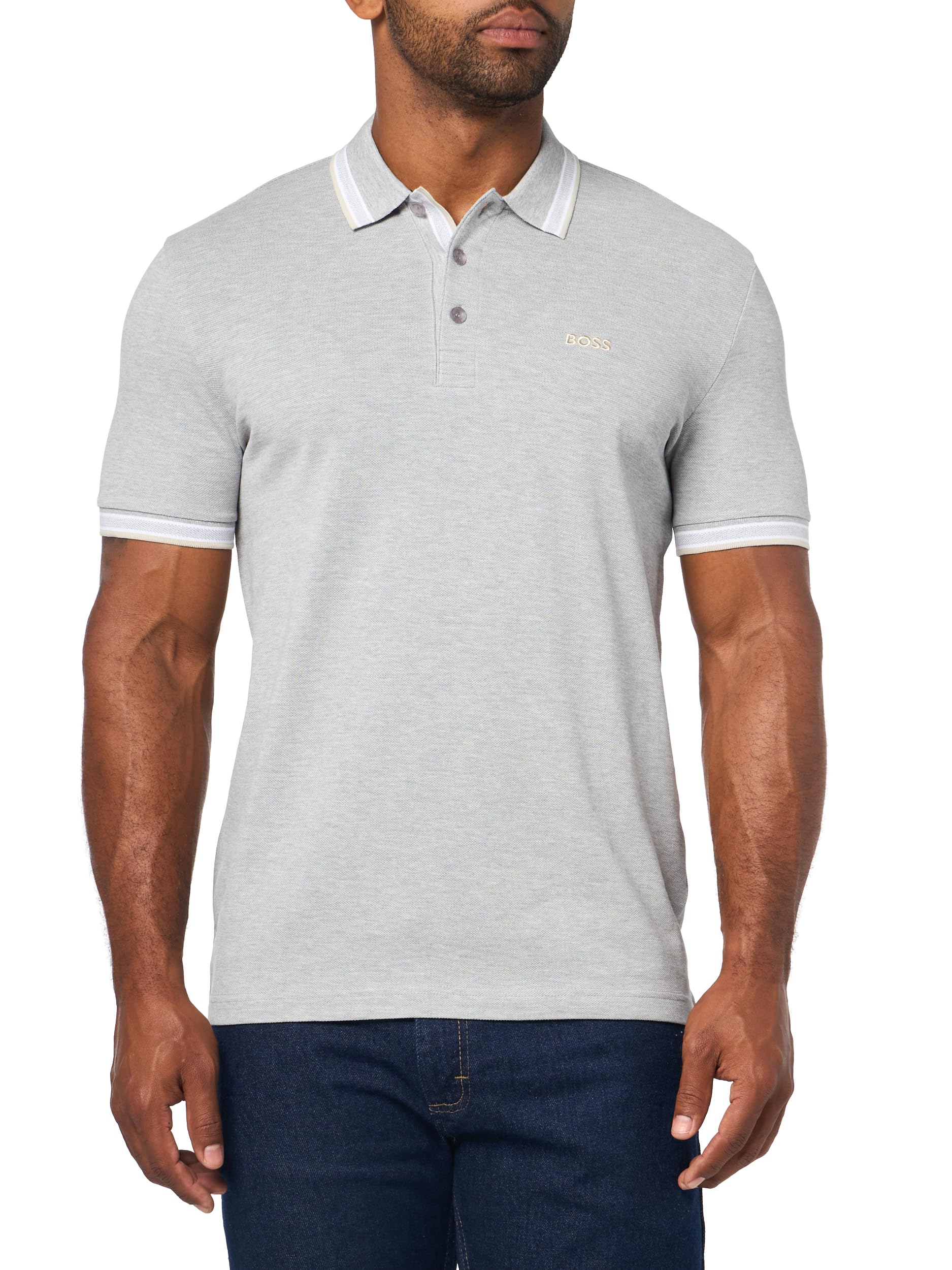 BOSS, Paddy Short Sleeve Polo Shirt, Puritan Grey, XL